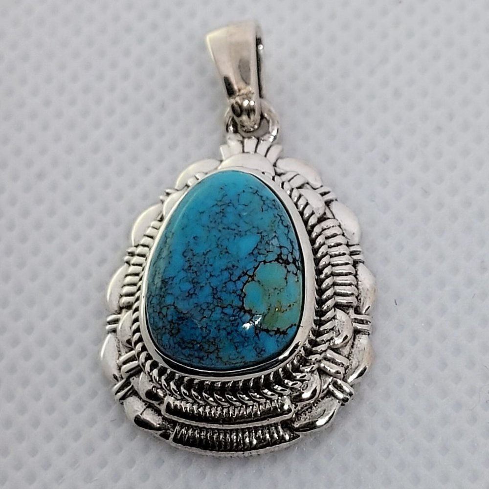 Re-List for R - Blue Moon Turquoise Pendant Sterling Silver